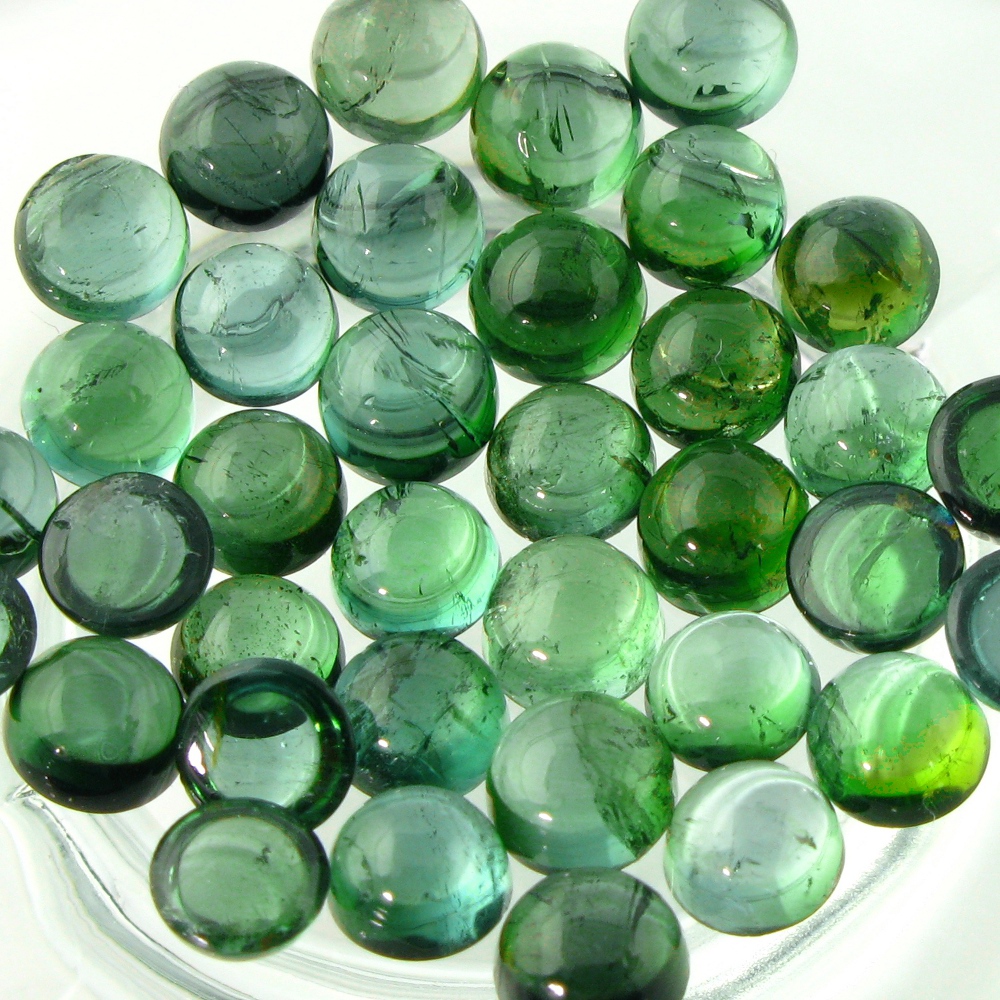 Tourmaline blue green cabochons 4mm round