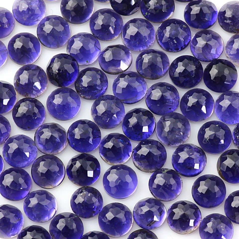 6mm iolite rose cut round cabochon