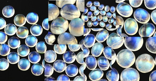 Rainbow moonstone cabochons assorted sizes