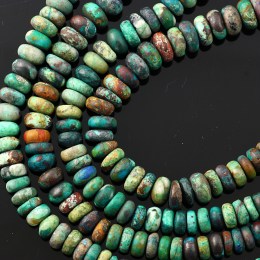 Joopy Gems Chrysocolla rondelle beads, matte finish, 7-8mm