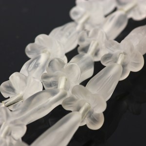 Joopy Gems carved flower beads, rock crystal, matte finish