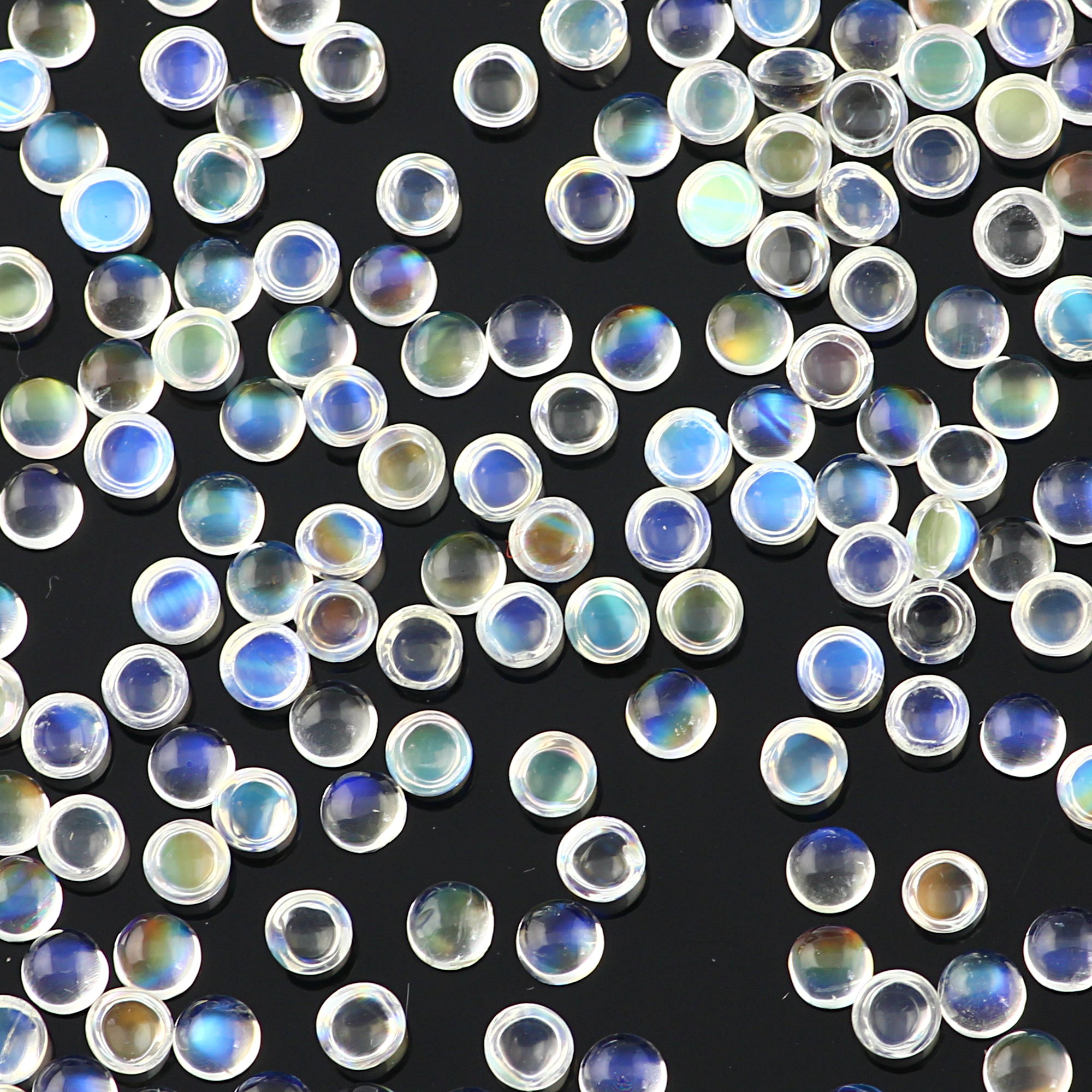 Joopy Gems 3mm rainbow moonstone cabochons