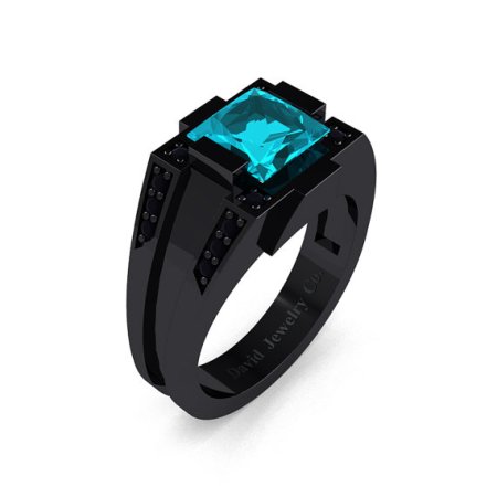 Black gold and blue zircon ring