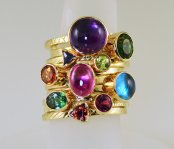 Stowe Gems Amethyst Cabochon 14K Stack Ring