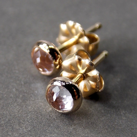Cyllene Jewelry white topaz and 14k gold studs
