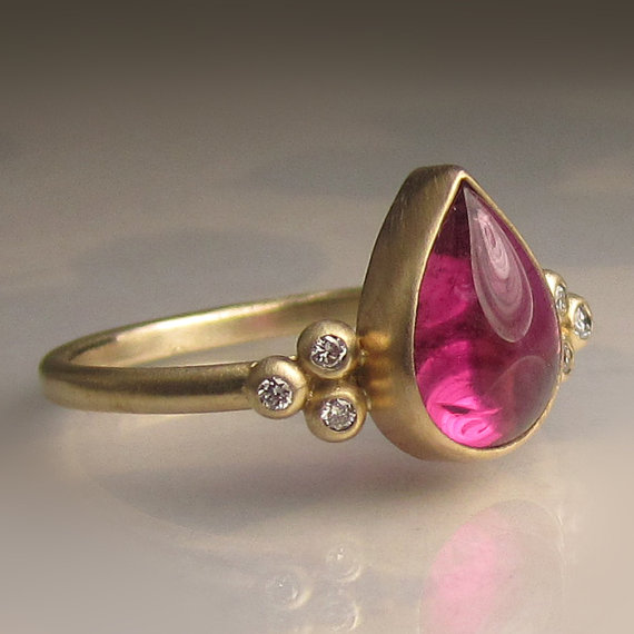 Janish Jewels pink tourmaline, diamond and 14 carat gold ring, $698