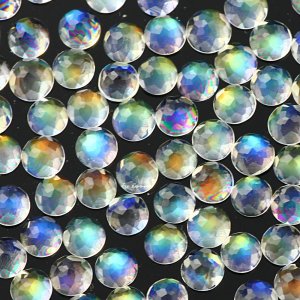 Rainbow moonstone 3mm rose cut round AAA, $3