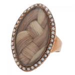 Georgian Rose Gold Ring with Hair Under Glass ca 1790