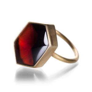 Quadram Hexagon Almandine Garnet Ring