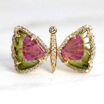 moustier tourmaline butterfly and diamond ring
