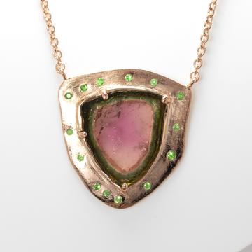 moustier tourmaline pendant with tsavorites