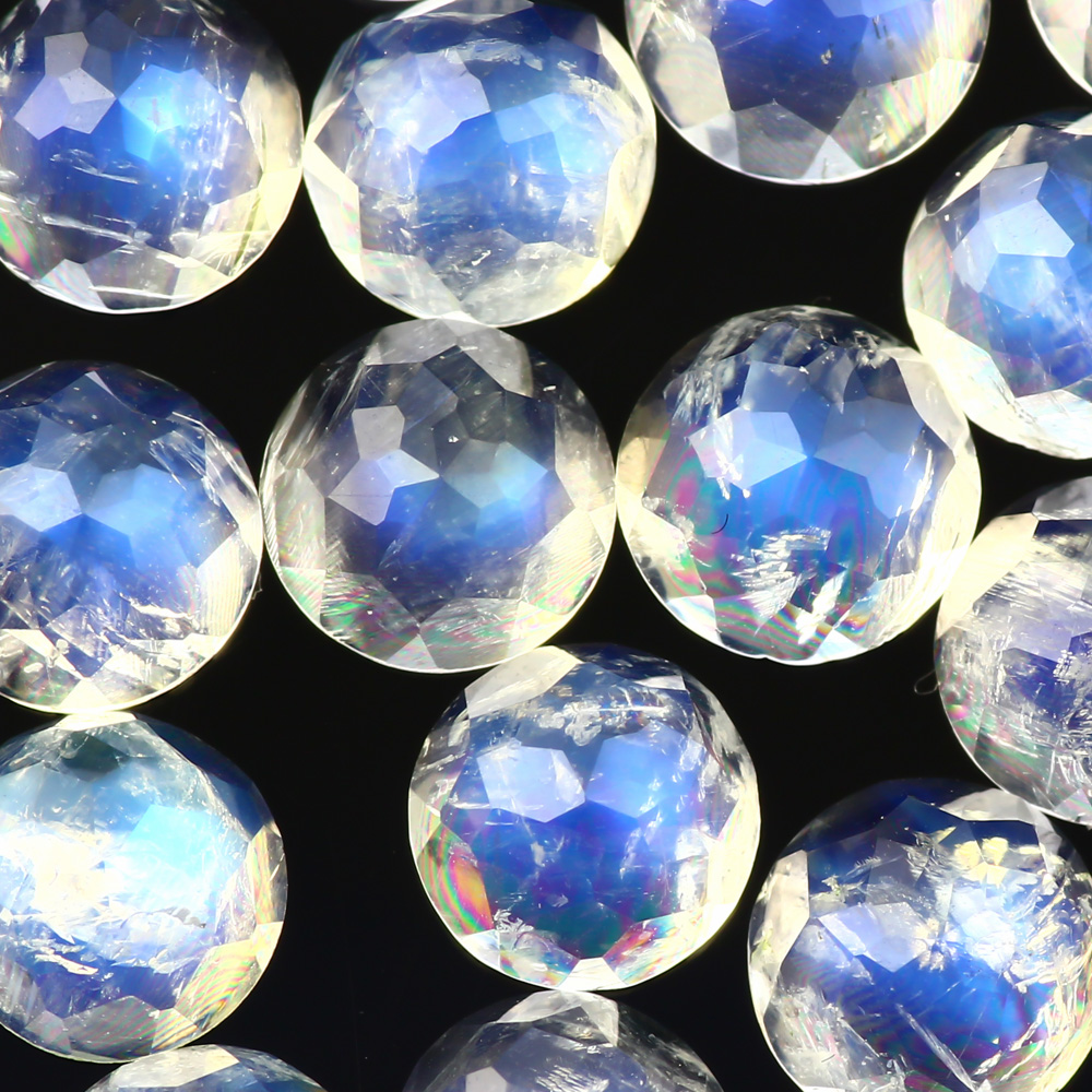 Joopy Gems Rainbow Moonstone 6mm Rose Cut Round AA Grade, $22
