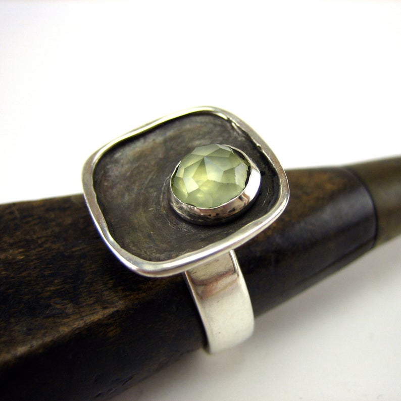 marmarModern Prehnite and Sterling Silver Ring, $130
