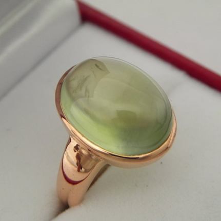 Mastergoldcraft Prehnite and 14k Rose Gold Ring, $875