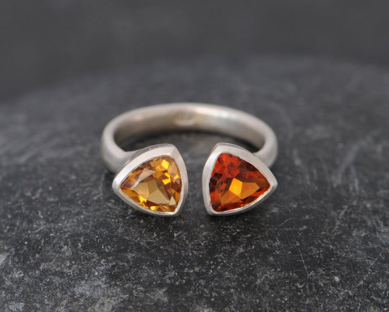 William White Madeira Citrine Double Trillion in Silver, $240