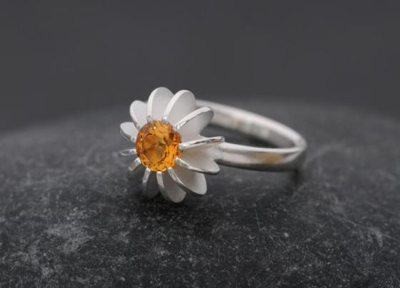 William White Sea Urchin Citrine and Silver Ring, $160