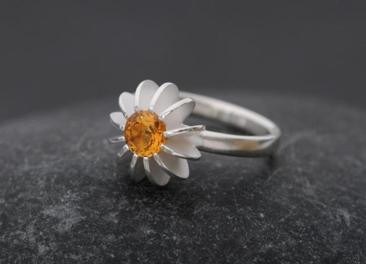 William White Sea Urchin Citrine and Silver Ring, $160