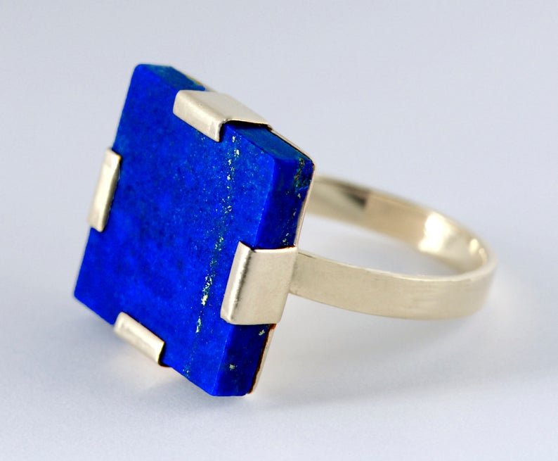 Noqra Handmade Jewelry Lapis and Sterling Silver Ring, $60