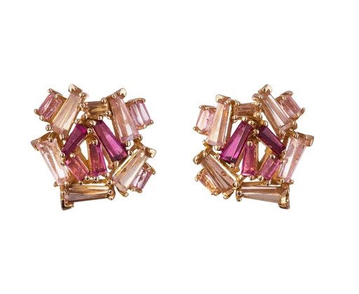 Nak Armstrong Tourmaline Peach Moonstone and Zircon Earrings