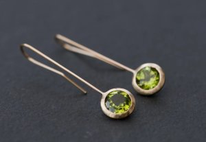 William White Peridot Drop Earrings in 18k Gold
