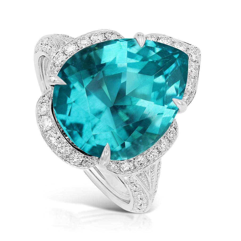 Kat Florence Neon Apatite Pear Ring with Diamonds