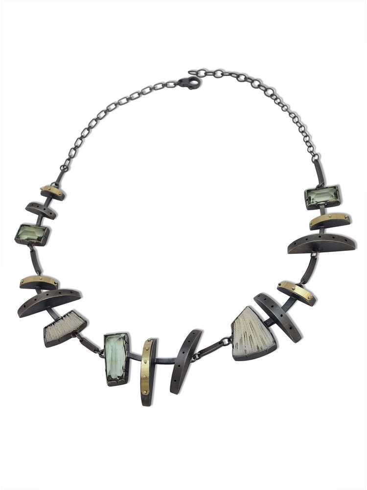 Janine Decresenzo necklace with coral and green amethyst