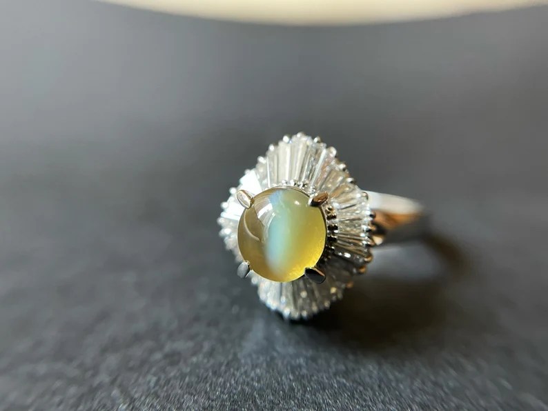 Gem Of Art Chrysoberyl Cats Eye Gemstone With Diamond Set In Platinum, $4662